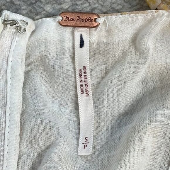 New Free People Tessa Floral Print Ruched Dress Yellow Daisy Cut Out Sz S - Picture 9 of 12